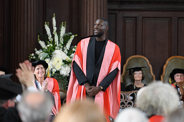 Stormzy at the Honorary Degree ceremony in Senate House.