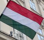 Hungarian Flag with building behind