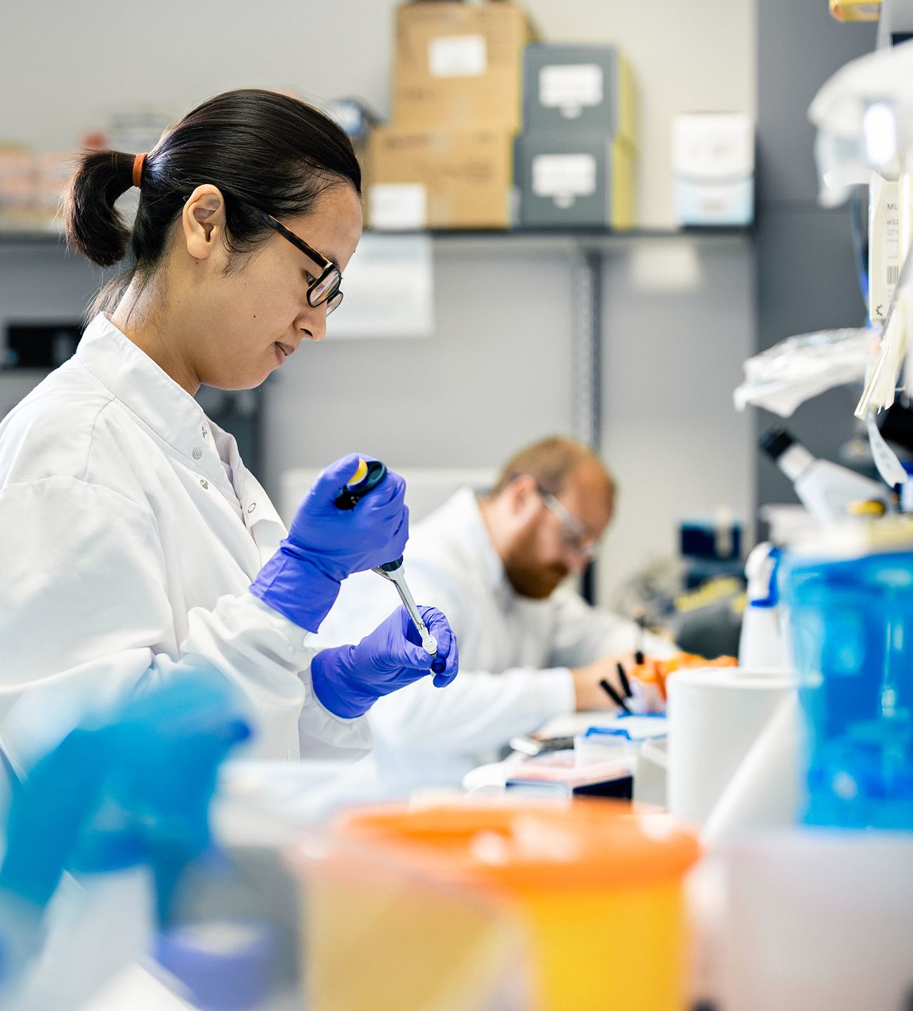 Two scientists working in a lab