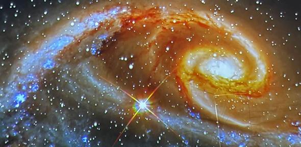 Credit: None Vividly colourful galaxy projected on the inside of the pop-up planetarium.