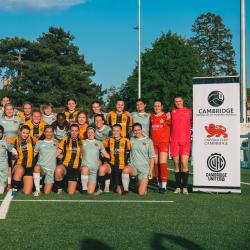 CUAFC and CUFC women's teams stand together