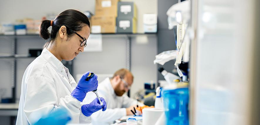 Scientists in a Cambridge laboratory