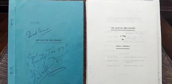 Title page of Peter Shaffer's Our Lady. Image courtesy of Trinity College Cambridge