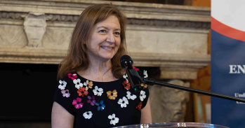 Vice-Chancellor Professor Deborah Prentice speaking to Innovators in France, Credit: Claude Bigeon Vice-Chancellor Professor Deborah Prentice speaking to Innovators in France at Station F, Paris.